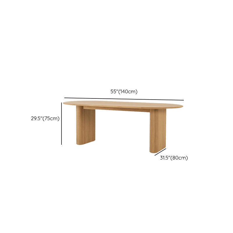 Modern Pine Wood Dining Table Oval Wooden Table with Double Pedestal
