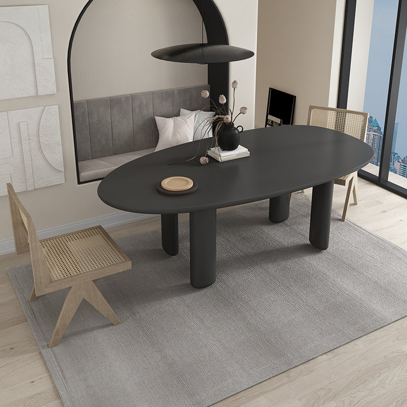 Modern Solid Wood Dining Table Oval Wooden Table with 4 Legs Black 70.9"L x 31.5"W x 29.5"H Without Chairs Clearhalo 'Dining Tables & Seating' 'Dining Tables' 'dining_table' 'furn' 'furn_dining_table' 'Furniture' 'Kitchen & Dining Furniture' 6379411