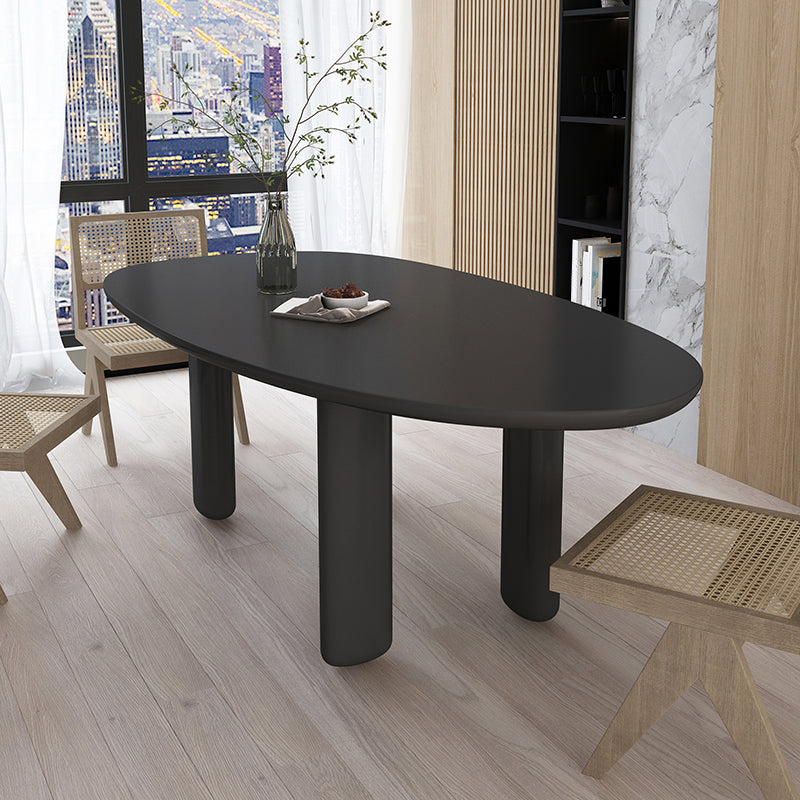 Modern Solid Wood Dining Table Oval Wooden Table with 4 Legs Black 86.6"L x 35.4"W x 29.5"H Without Chairs Clearhalo 'Dining Tables & Seating' 'Dining Tables' 'dining_table' 'furn' 'furn_dining_table' 'Furniture' 'Kitchen & Dining Furniture' 6379414