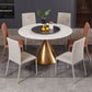 Glam Style Dining Round Table Sintered Stone Table with Turntable for Home Clearhalo 'Dining Tables & Seating' 'Dining Tables' 'dining_table' 'furn' 'furn_dining_table' 'Furniture' 'Kitchen & Dining Furniture' 6379428