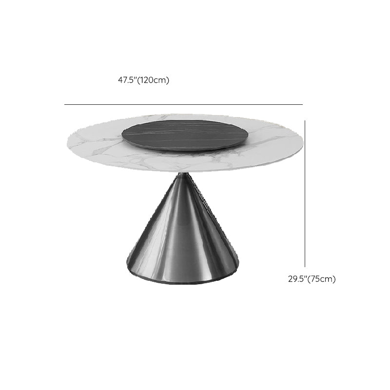 Glam Style Dining Round Table Sintered Stone Table with Turntable for Home Clearhalo 'Dining Tables & Seating' 'Dining Tables' 'dining_table' 'furn' 'furn_dining_table' 'Furniture' 'Kitchen & Dining Furniture' 6379437