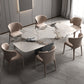 Industrial Sintered Stone Dining Table Rectangle Table with Metal Base Gray 70.9"L x 35.4"W x 29.5"H Without Chairs Clearhalo 'Dining Tables & Seating' 'Dining Tables' 'dining_table' 'furn' 'furn_dining_table' 'Furniture' 'Kitchen & Dining Furniture' 6379460