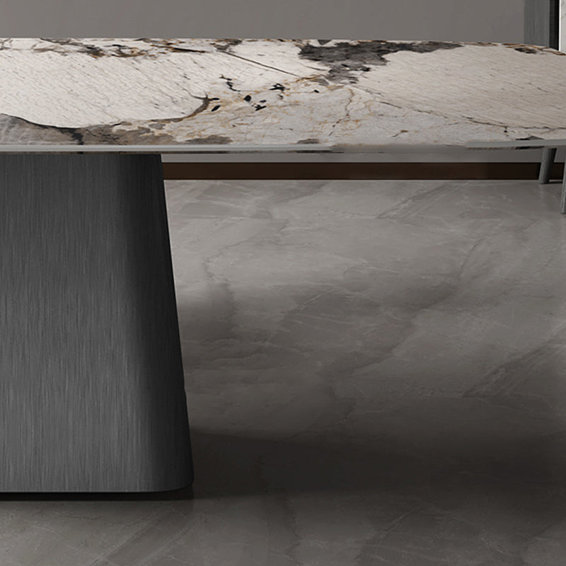 Industrial Sintered Stone Dining Table Rectangle Table with Metal Base Clearhalo 'Dining Tables & Seating' 'Dining Tables' 'dining_table' 'furn' 'furn_dining_table' 'Furniture' 'Kitchen & Dining Furniture' 6379467