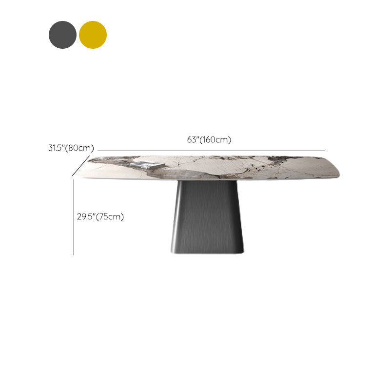 Industrial Sintered Stone Dining Table Rectangle Table with Metal Base Clearhalo 'Dining Tables & Seating' 'Dining Tables' 'dining_table' 'furn' 'furn_dining_table' 'Furniture' 'Kitchen & Dining Furniture' 6379470