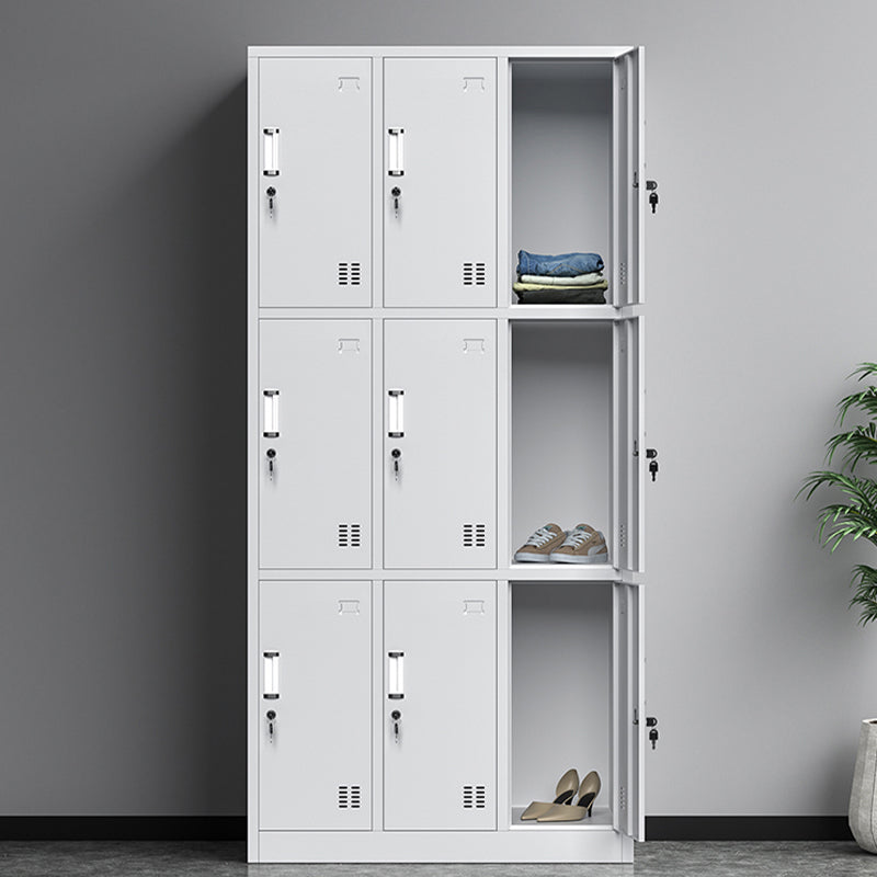 Metal Modern Hinged Door Cabinet Grey Storage Cabinet for Home 9 Clearhalo 'Armoires & Wardrobes' 'armoires_wardrobes' 'Bedroom Furniture' 'furn' 'furn_armoires_wardrobes' 'Furniture' 6379482