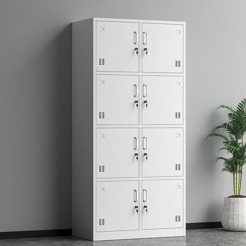Metal Modern Hinged Door Cabinet Grey Storage Cabinet for Home Clearhalo 'Armoires & Wardrobes' 'armoires_wardrobes' 'Bedroom Furniture' 'furn' 'furn_armoires_wardrobes' 'Furniture' 6379493