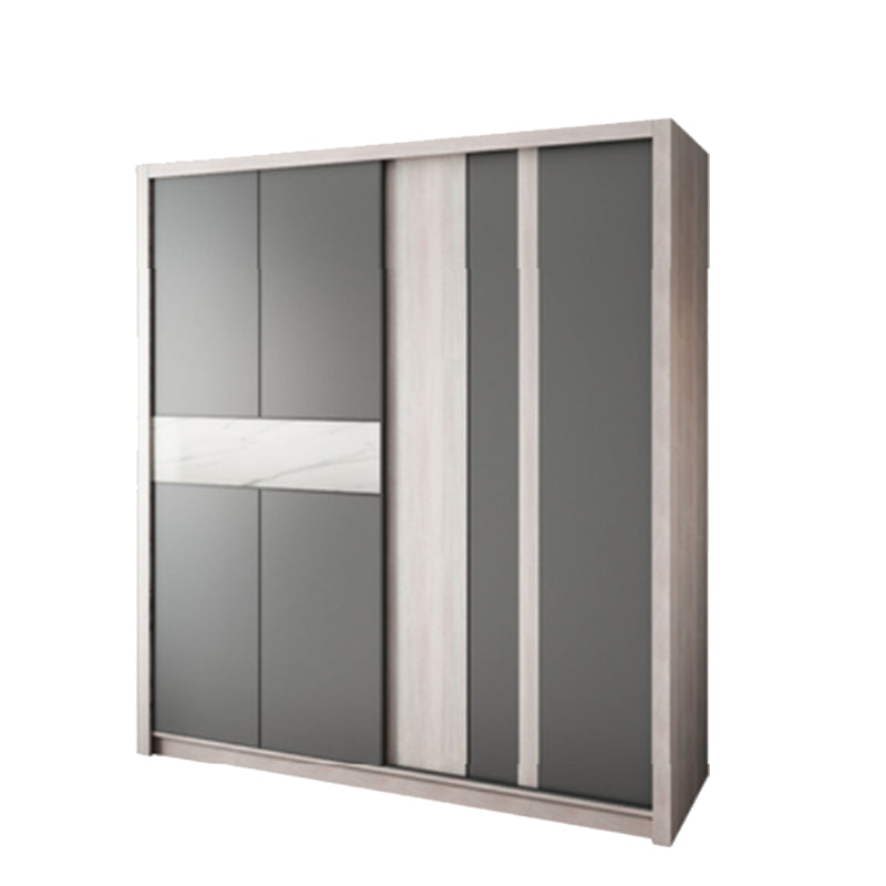 Grey Sliding Wardrobe Cabinet Contemporary Wardrobe Armoire for Bedroom 71"L x 24"W x 83"H Armoires & Wardrobes Clearhalo 'Armoires & Wardrobes' 'armoires_wardrobes' 'Bedroom Furniture' 'furn' 'furn_armoires_wardrobes' 'Furniture' 6379590