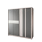Grey Sliding Wardrobe Cabinet Contemporary Wardrobe Armoire for Bedroom 63"L x 24"W x 83"H Armoires & Wardrobes Clearhalo 'Armoires & Wardrobes' 'armoires_wardrobes' 'Bedroom Furniture' 'furn' 'furn_armoires_wardrobes' 'Furniture' 6379592