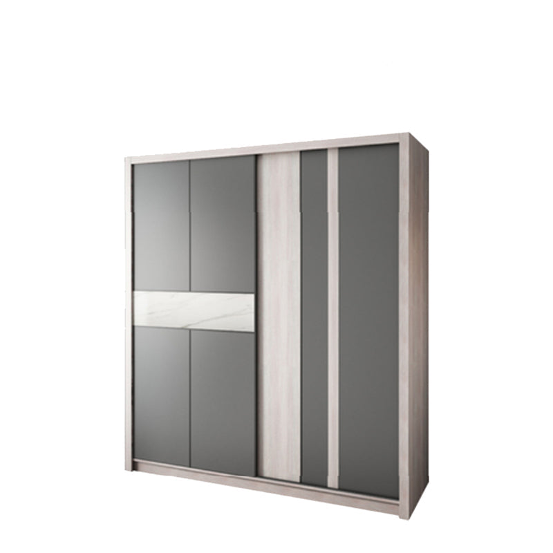 Grey Sliding Wardrobe Cabinet Contemporary Wardrobe Armoire for Bedroom 47"L x 24"W x 83"H Armoires & Wardrobes Clearhalo 'Armoires & Wardrobes' 'armoires_wardrobes' 'Bedroom Furniture' 'furn' 'furn_armoires_wardrobes' 'Furniture' 6379596