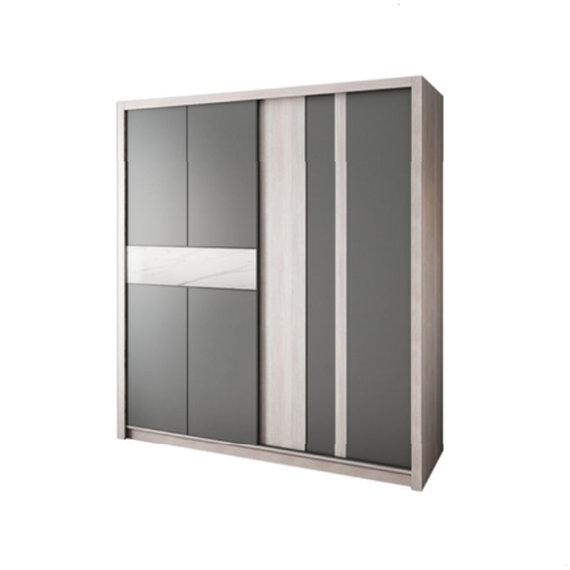 Grey Sliding Wardrobe Cabinet Contemporary Wardrobe Armoire for Bedroom Clearhalo 'Armoires & Wardrobes' 'armoires_wardrobes' 'Bedroom Furniture' 'furn' 'furn_armoires_wardrobes' 'Furniture' 6379597