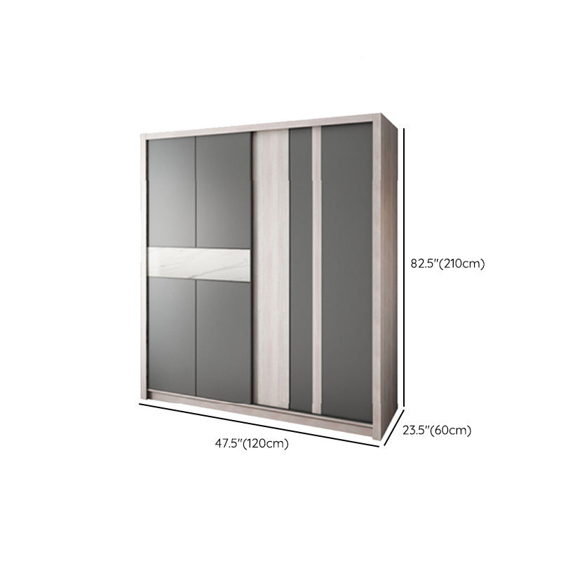 Grey Sliding Wardrobe Cabinet Contemporary Wardrobe Armoire for Bedroom Clearhalo 'Armoires & Wardrobes' 'armoires_wardrobes' 'Bedroom Furniture' 'furn' 'furn_armoires_wardrobes' 'Furniture' 6379603