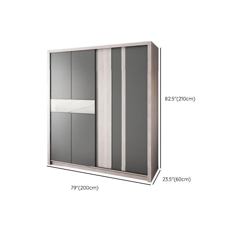 Grey Sliding Wardrobe Cabinet Contemporary Wardrobe Armoire for Bedroom Clearhalo 'Armoires & Wardrobes' 'armoires_wardrobes' 'Bedroom Furniture' 'furn' 'furn_armoires_wardrobes' 'Furniture' 6379607