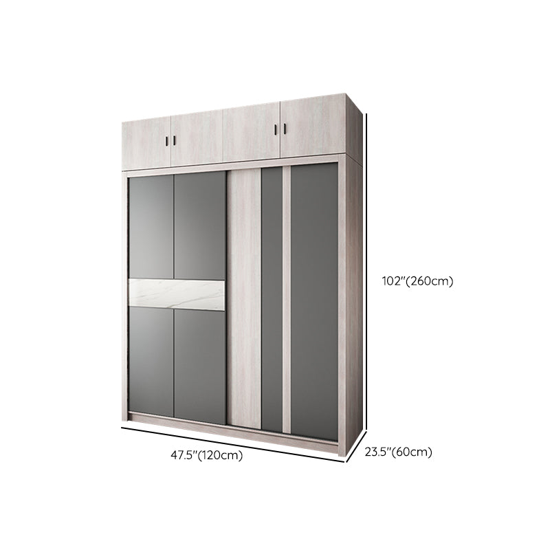 Grey Sliding Wardrobe Cabinet Contemporary Wardrobe Armoire for Bedroom Clearhalo 'Armoires & Wardrobes' 'armoires_wardrobes' 'Bedroom Furniture' 'furn' 'furn_armoires_wardrobes' 'Furniture' 6379609