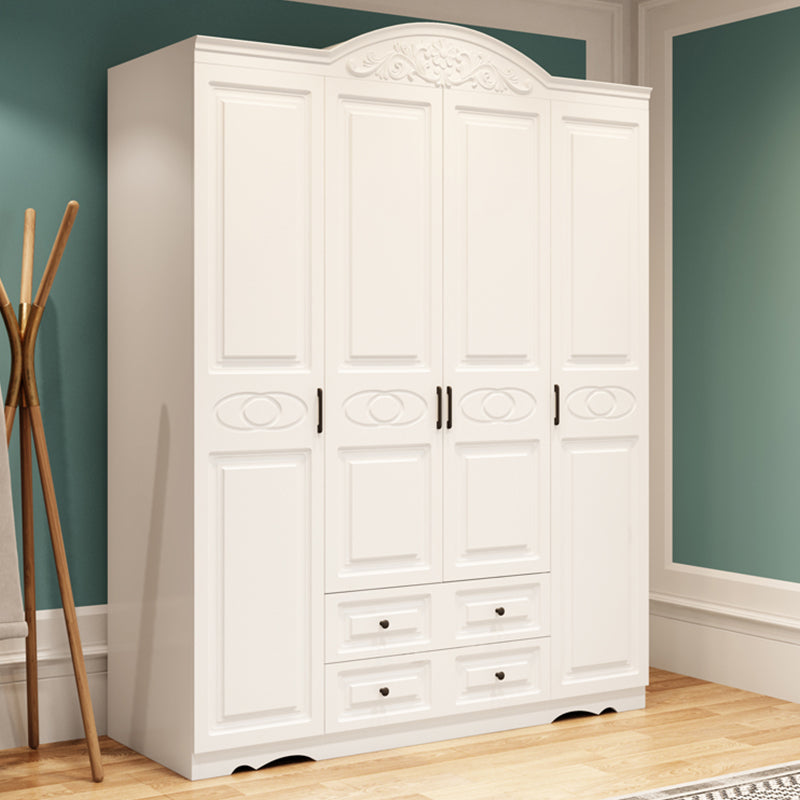 White Engineered Wood Wardrobe Armoire Hinged Wardrobe Closet