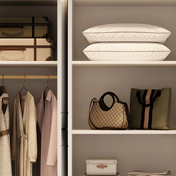 White Engineered Wood Wardrobe Armoire Hinged Wardrobe Closet