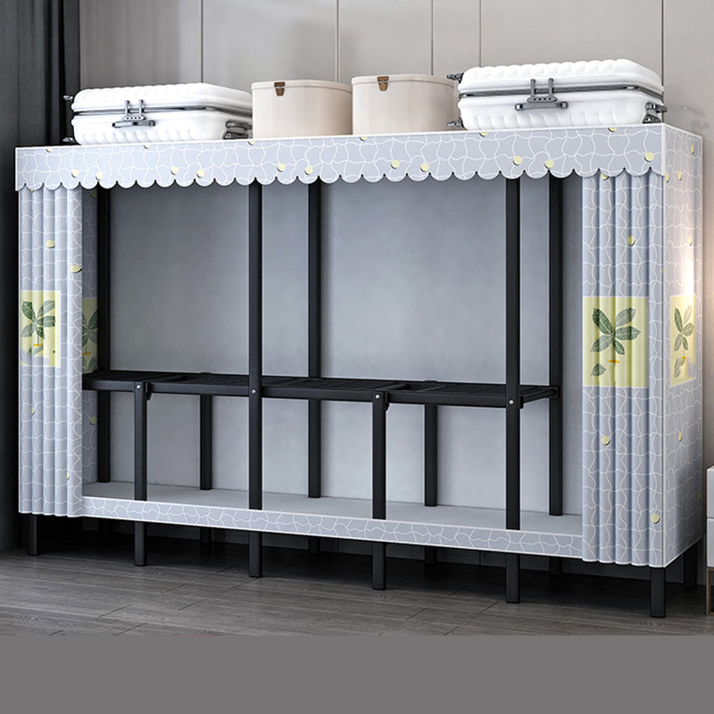 Contemporary Wardrobe Closet with Legs Steel Wardrobe Armoire for Home 79"L x 19"W x 68"H Light Gray Clearhalo 'Armoires & Wardrobes' 'armoires_wardrobes' 'Bedroom Furniture' 'furn' 'furn_armoires_wardrobes' 'Furniture' 6379665