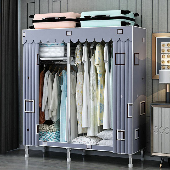 Contemporary Wardrobe Closet with Shelves Steel Wardrobe Cabinet