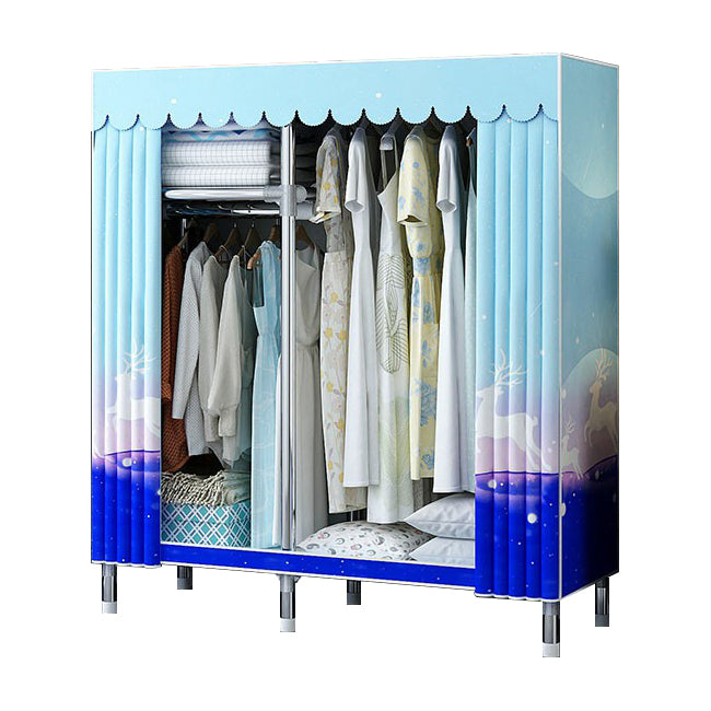 Contemporary Wardrobe Closet with Shelves Steel Wardrobe Cabinet