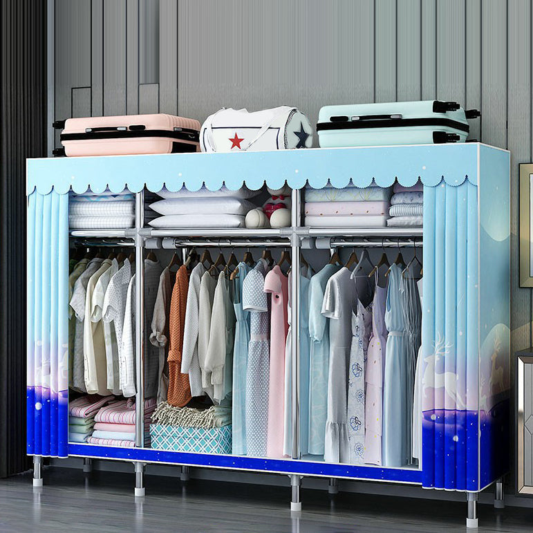 Contemporary Wardrobe Closet with Shelves Steel Wardrobe Cabinet