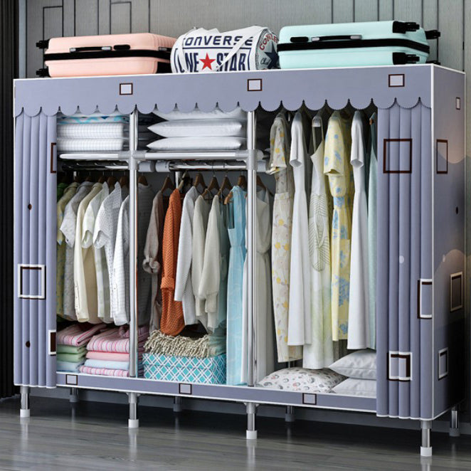 Contemporary Wardrobe Closet with Shelves Steel Wardrobe Cabinet