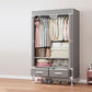 Contemporary Wardrobe Armoire Steel Wardrobe Closet with Legs for Home 30"L x 18"W x 67"H Grey Clearhalo 'Armoires & Wardrobes' 'armoires_wardrobes' 'Bedroom Furniture' 'furn' 'furn_armoires_wardrobes' 'Furniture' 6379793