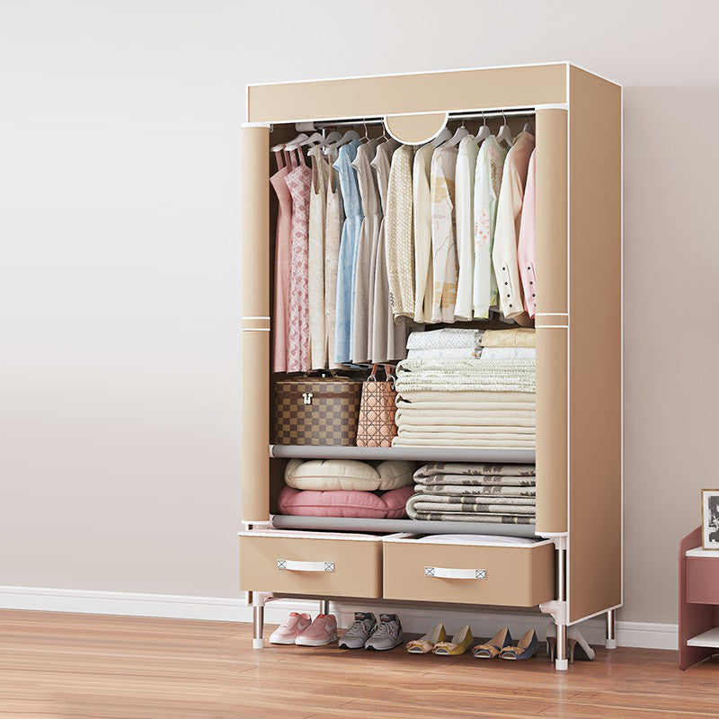 Contemporary Wardrobe Armoire Steel Wardrobe Closet with Legs for Home 30"L x 18"W x 67"H Brown Clearhalo 'Armoires & Wardrobes' 'armoires_wardrobes' 'Bedroom Furniture' 'furn' 'furn_armoires_wardrobes' 'Furniture' 6379796