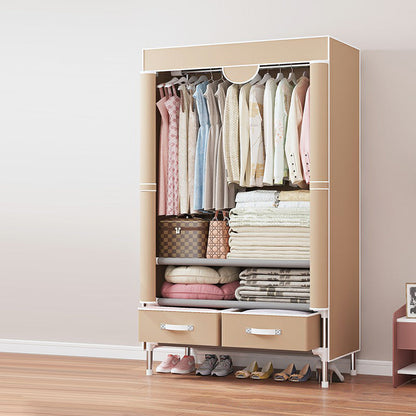 Contemporary Wardrobe Armoire Steel Wardrobe Closet with Legs for Home 30"L x 18"W x 67"H Brown Clearhalo 'Armoires & Wardrobes' 'armoires_wardrobes' 'Bedroom Furniture' 'furn' 'furn_armoires_wardrobes' 'Furniture' 6379796