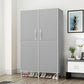 Contemporary Wardrobe Armoire Steel Wardrobe Closet with Legs for Home 34"L x 18"W x 67"H Grey Clearhalo 'Armoires & Wardrobes' 'armoires_wardrobes' 'Bedroom Furniture' 'furn' 'furn_armoires_wardrobes' 'Furniture' 6379800