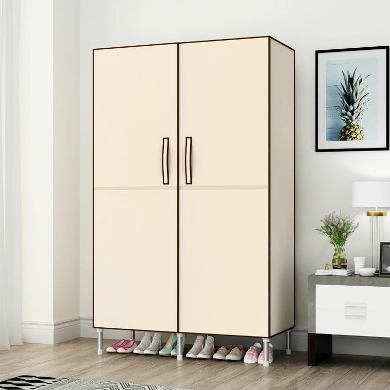 Contemporary Wardrobe Armoire Steel Wardrobe Closet with Legs for Home 34"L x 18"W x 67"H Beige Clearhalo 'Armoires & Wardrobes' 'armoires_wardrobes' 'Bedroom Furniture' 'furn' 'furn_armoires_wardrobes' 'Furniture' 6379804
