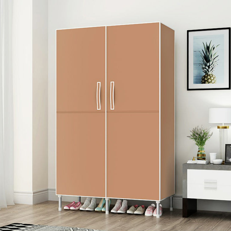 Contemporary Wardrobe Armoire Steel Wardrobe Closet with Legs for Home 34"L x 18"W x 67"H Brown Clearhalo 'Armoires & Wardrobes' 'armoires_wardrobes' 'Bedroom Furniture' 'furn' 'furn_armoires_wardrobes' 'Furniture' 6379807