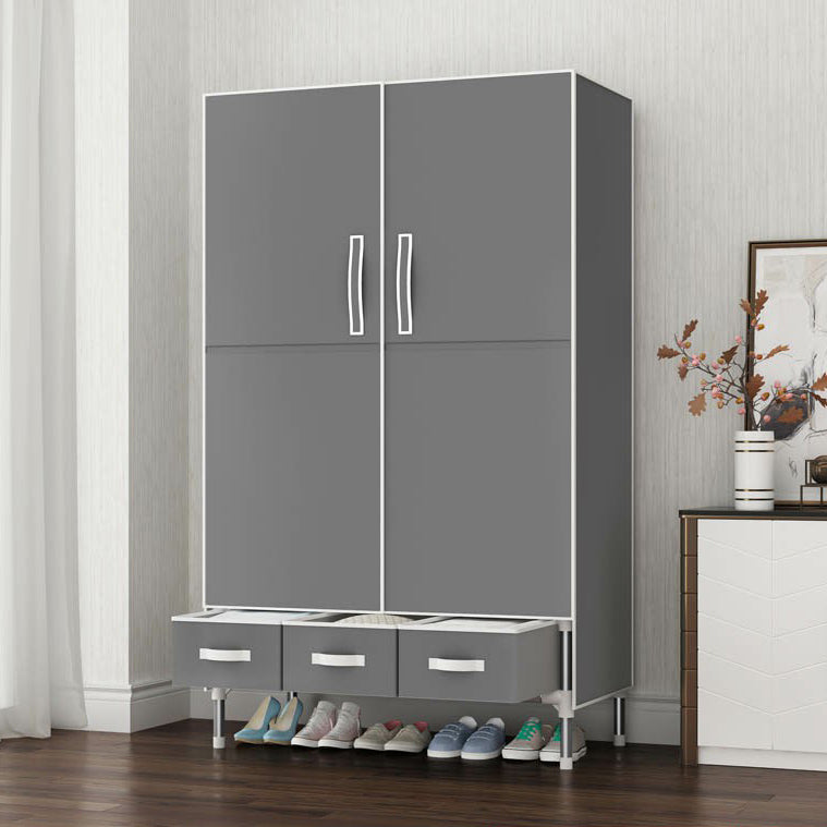 Contemporary Wardrobe Armoire Steel Wardrobe Closet with Legs for Home 35"L x 18"W x 67"H Grey Clearhalo 'Armoires & Wardrobes' 'armoires_wardrobes' 'Bedroom Furniture' 'furn' 'furn_armoires_wardrobes' 'Furniture' 6379809