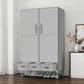 Contemporary Wardrobe Armoire Steel Wardrobe Closet with Legs for Home 35"L x 18"W x 67"H Light Gray Clearhalo 'Armoires & Wardrobes' 'armoires_wardrobes' 'Bedroom Furniture' 'furn' 'furn_armoires_wardrobes' 'Furniture' 6379811