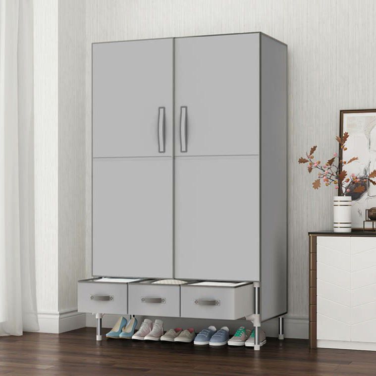 Contemporary Wardrobe Armoire Steel Wardrobe Closet with Legs for Home 35"L x 18"W x 67"H Light Gray Clearhalo 'Armoires & Wardrobes' 'armoires_wardrobes' 'Bedroom Furniture' 'furn' 'furn_armoires_wardrobes' 'Furniture' 6379811
