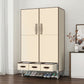 Contemporary Wardrobe Armoire Steel Wardrobe Closet with Legs for Home 35"L x 18"W x 67"H Beige Clearhalo 'Armoires & Wardrobes' 'armoires_wardrobes' 'Bedroom Furniture' 'furn' 'furn_armoires_wardrobes' 'Furniture' 6379813