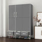 Contemporary Wardrobe Armoire Steel Wardrobe Closet with Legs for Home 44"L x 18"W x 67"H Grey Clearhalo 'Armoires & Wardrobes' 'armoires_wardrobes' 'Bedroom Furniture' 'furn' 'furn_armoires_wardrobes' 'Furniture' 6379817