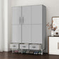 Contemporary Wardrobe Armoire Steel Wardrobe Closet with Legs for Home 44"L x 18"W x 67"H Light Gray Clearhalo 'Armoires & Wardrobes' 'armoires_wardrobes' 'Bedroom Furniture' 'furn' 'furn_armoires_wardrobes' 'Furniture' 6379819