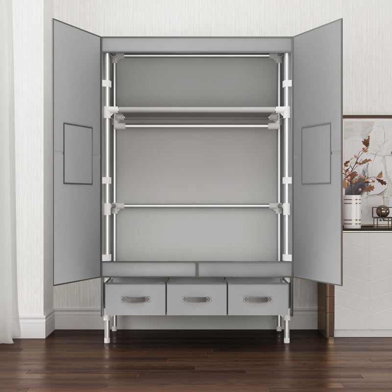 Contemporary Wardrobe Armoire Steel Wardrobe Closet with Legs for Home Clearhalo 'Armoires & Wardrobes' 'armoires_wardrobes' 'Bedroom Furniture' 'furn' 'furn_armoires_wardrobes' 'Furniture' 6379820