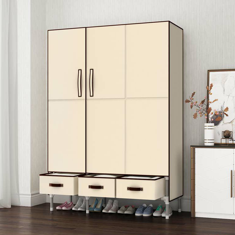 Contemporary Wardrobe Armoire Steel Wardrobe Closet with Legs for Home 44"L x 18"W x 67"H Beige Clearhalo 'Armoires & Wardrobes' 'armoires_wardrobes' 'Bedroom Furniture' 'furn' 'furn_armoires_wardrobes' 'Furniture' 6379821