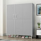 Contemporary Wardrobe Armoire Steel Wardrobe Closet with Legs for Home 49"L x 18"W x 67"H Grey Clearhalo 'Armoires & Wardrobes' 'armoires_wardrobes' 'Bedroom Furniture' 'furn' 'furn_armoires_wardrobes' 'Furniture' 6379823