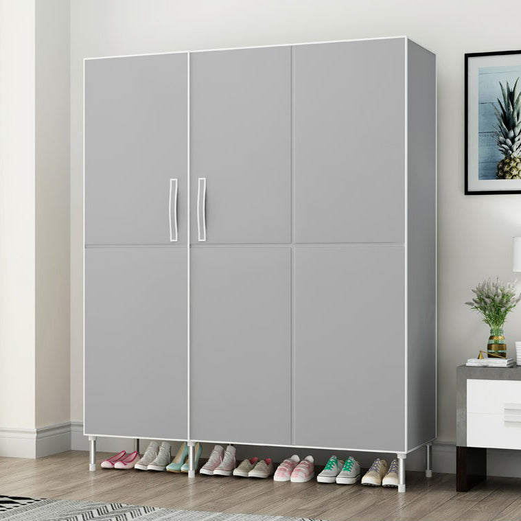 Contemporary Wardrobe Armoire Steel Wardrobe Closet with Legs for Home 49"L x 18"W x 67"H Grey Clearhalo 'Armoires & Wardrobes' 'armoires_wardrobes' 'Bedroom Furniture' 'furn' 'furn_armoires_wardrobes' 'Furniture' 6379823