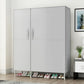 Contemporary Wardrobe Armoire Steel Wardrobe Closet with Legs for Home 49"L x 18"W x 67"H Light Gray Clearhalo 'Armoires & Wardrobes' 'armoires_wardrobes' 'Bedroom Furniture' 'furn' 'furn_armoires_wardrobes' 'Furniture' 6379824