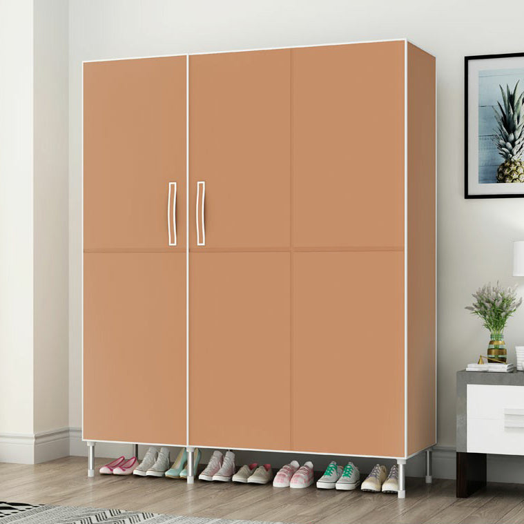 Contemporary Wardrobe Armoire Steel Wardrobe Closet with Legs for Home 49"L x 18"W x 67"H Brown Clearhalo 'Armoires & Wardrobes' 'armoires_wardrobes' 'Bedroom Furniture' 'furn' 'furn_armoires_wardrobes' 'Furniture' 6379826