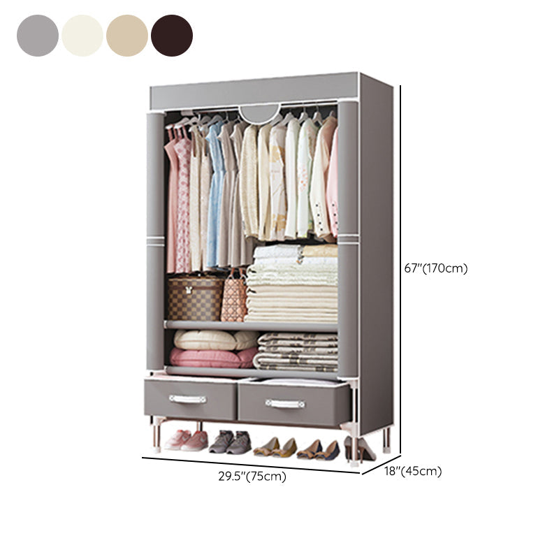 Contemporary Wardrobe Armoire Steel Wardrobe Closet with Legs for Home Clearhalo 'Armoires & Wardrobes' 'armoires_wardrobes' 'Bedroom Furniture' 'furn' 'furn_armoires_wardrobes' 'Furniture' 6379827