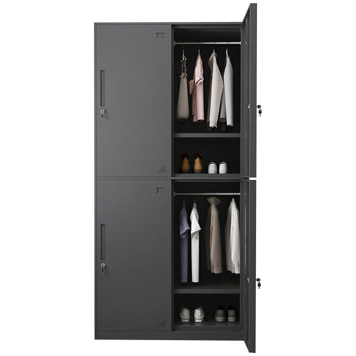 Steel Wardrobe Armoire with Lock Hinged Wardrobe Cabinet for Home