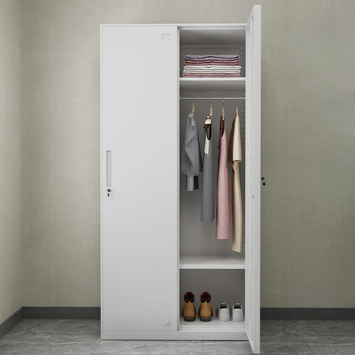 Steel Wardrobe Armoire with Lock Hinged Wardrobe Cabinet for Home
