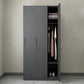 Steel Wardrobe Armoire with Lock Hinged Wardrobe Cabinet for Home