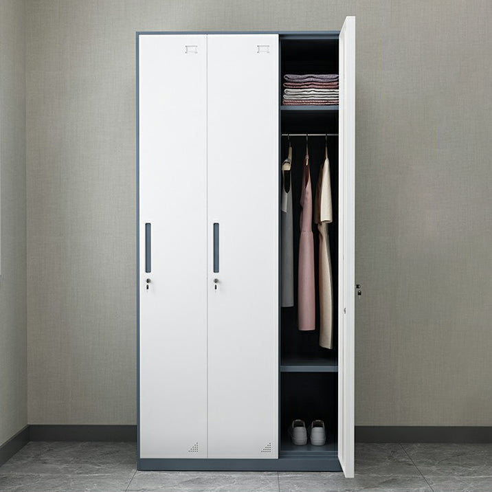 Steel Wardrobe Armoire with Lock Hinged Wardrobe Cabinet for Home