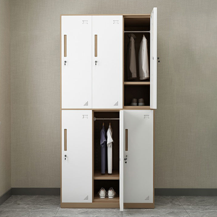Steel Wardrobe Armoire with Lock Hinged Wardrobe Cabinet for Home
