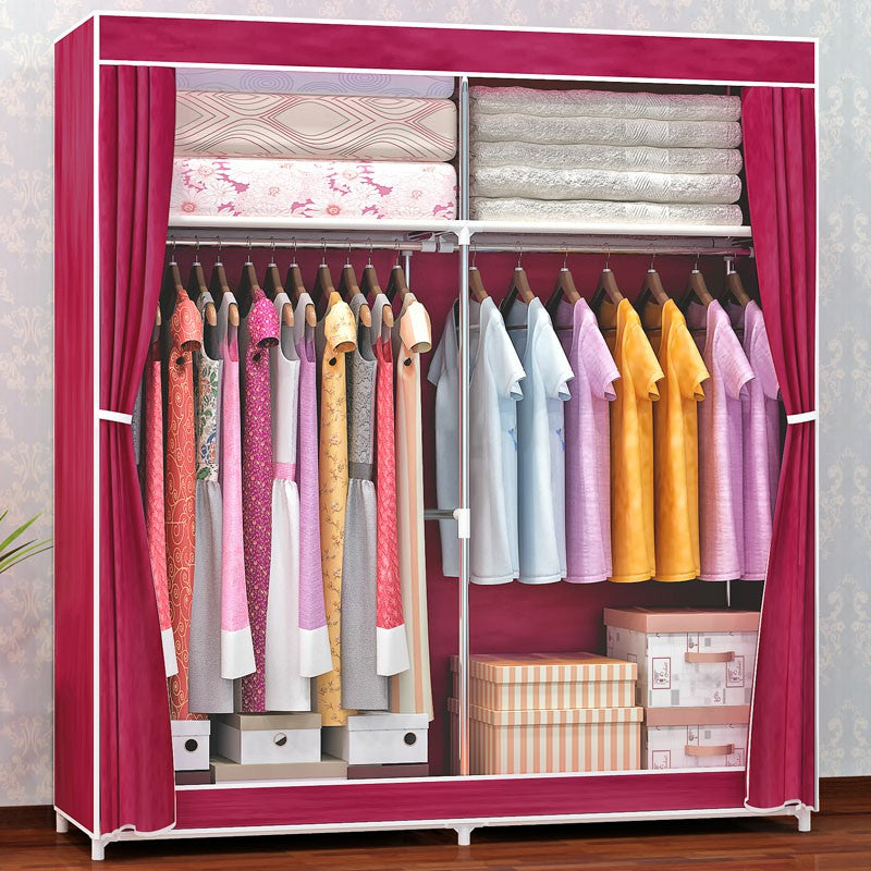 Contemporary Wardrobe Armoire Metal Wardrobe Cabinet - 51.18 x 18.11 x 66.14 Inches Clearhalo 'Armoires & Wardrobes' 'armoires_wardrobes' 'Bedroom Furniture' 'furn' 'furn_armoires_wardrobes' 'Furniture' 6379967