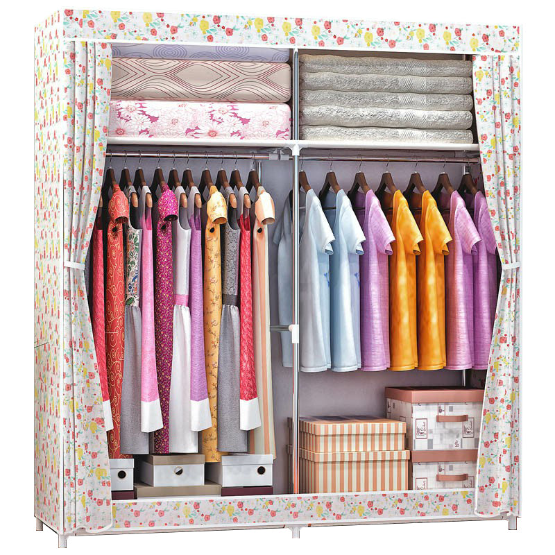 Contemporary Wardrobe Armoire Metal Wardrobe Cabinet - 51.18 x 18.11 x 66.14 Inches Red-Yellow Clearhalo 'Armoires & Wardrobes' 'armoires_wardrobes' 'Bedroom Furniture' 'furn' 'furn_armoires_wardrobes' 'Furniture' 6379970